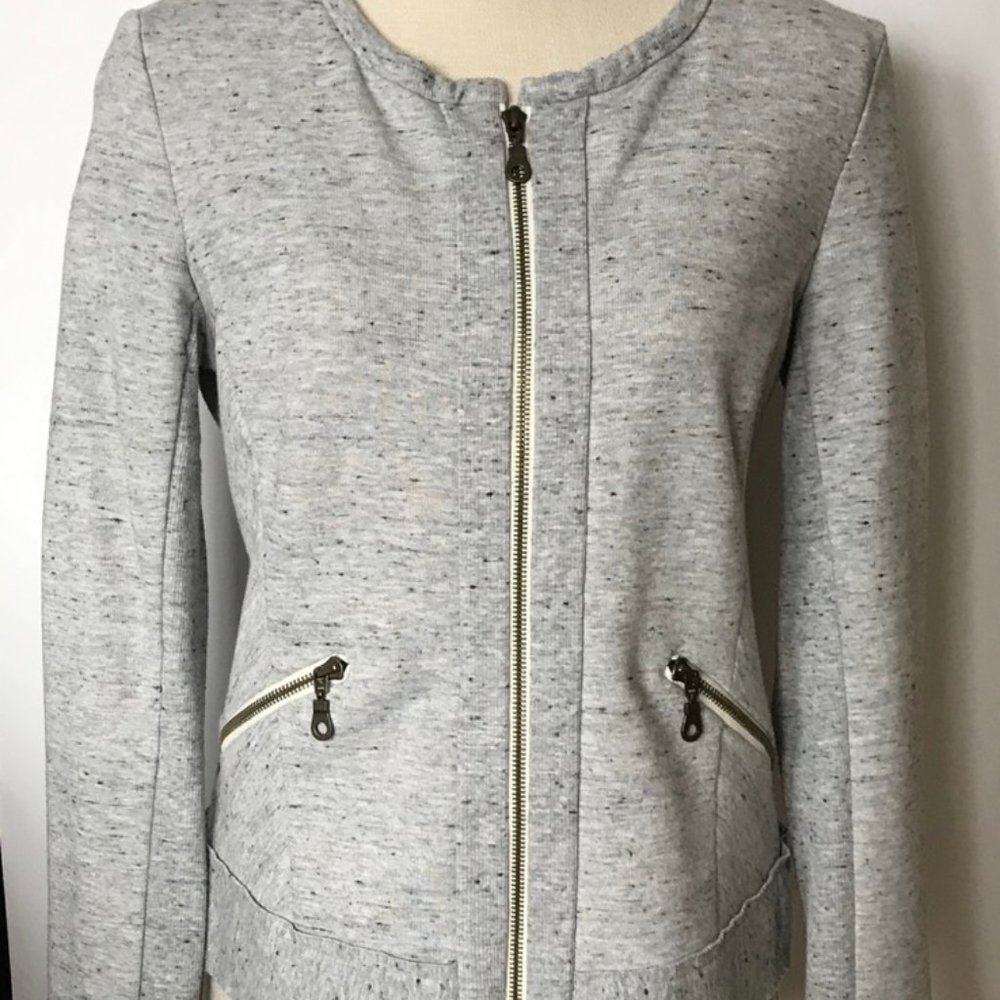 anthropologie DREW Grey Zip Front Sweater Jacket